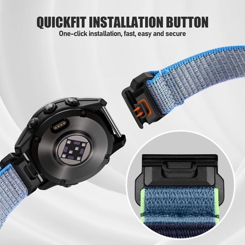 IMIVIO 22mm Quickfit Bands Compatible with Garmin Fenix 8 47mm Band, Nylon Sport Replacement Band Compatible with Tactix 8 AMOLED 47mm/Fenix E/7 Pro/7/6/6 Pro/5/Forerunner 965/955/945/935
