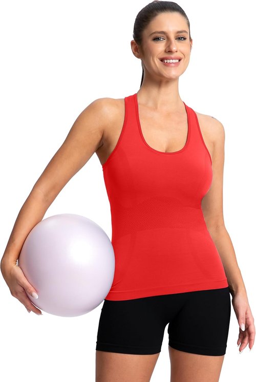 MathCat Racerback Tank Tops for Women - Seamless Padded Athletic Yoga & Running Camisole