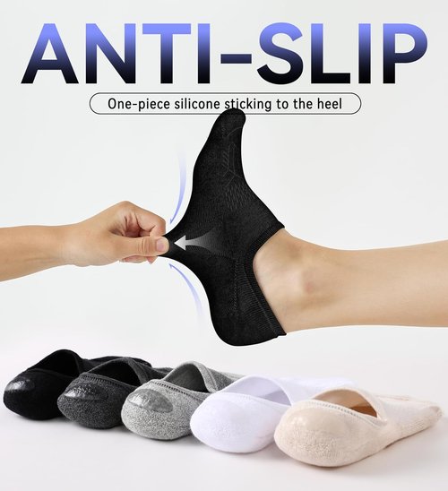 FITRELL No Show Socks - Women's Cotton Cushioned Athletic Ankle Socks | Non-Slip, 5-8 Pairs