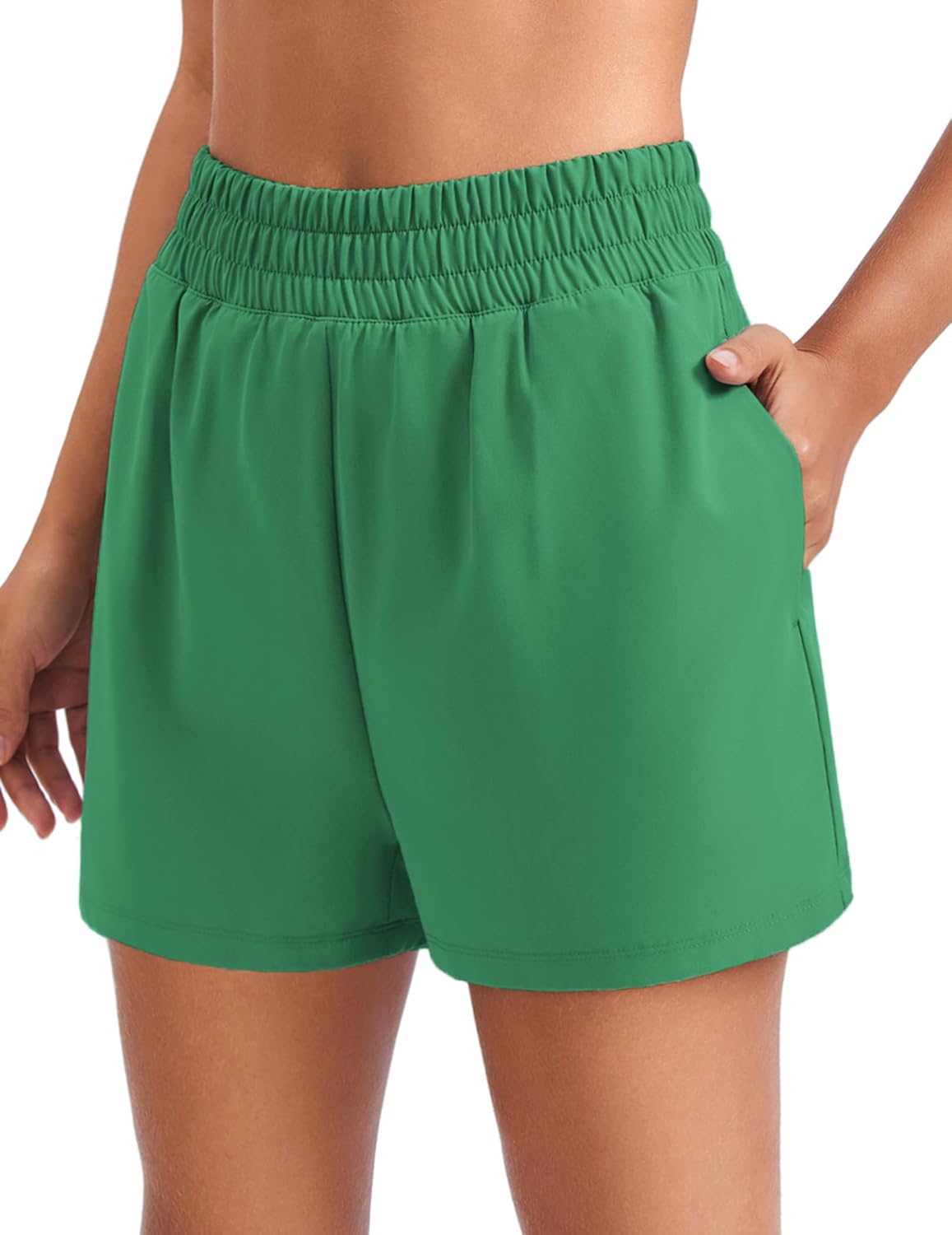 PINSPARK Women's 2-in-1 Running Shorts - Quick Dry High-Waisted Athletic Shorts with 4 Pockets