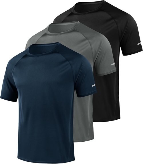 Little Beauty Men's Workout Shirts - Fast-Dry Athletic T-Shirts | Moisture-Wicking Short Sleeve (3 Pack)