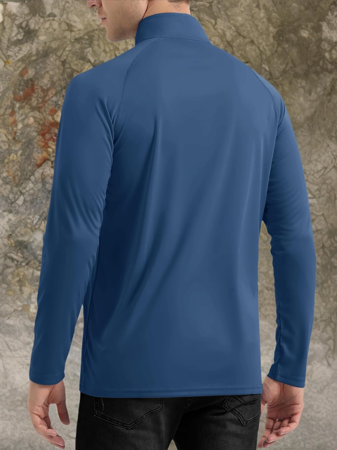 TACVASEN Men's Athletic Long Sleeve Shirt - 1/4 Zip Sun Protection Rash Guard | UPF 50+ Running Tee