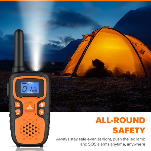 Wishouse Walkie Talkies for Kids Adults - Long Range Rechargeable 2 Way Radios,Gift,Hiking Accessories Camping Gear with Lamp,SOS Siren,NOAA Weather Alert,VOX,Easy to Use 6 Pack