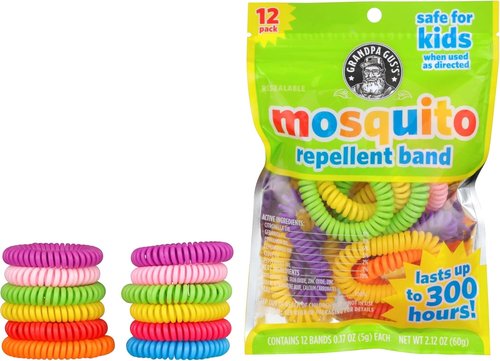 Grandpa Gus's Mosquito Repellent Bracelets - DEET-Free, Plant-Based Bug Bands for Kids & Adults | 12 Pack, Up to 300 Hours