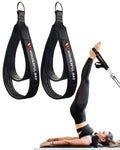 Wonderful Day 2PCS Pilates Straps for Reformer with Storage Bag & Gift Box, Comfortable Enhanced Thickness, Fitness D-Ring Double Loop Exercise Straps for Home Gym Workout（Black-Premium Version）