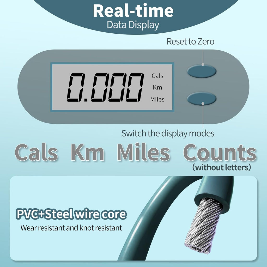Skiennix Jump Rope With Counter - Cordless Ropeless Skipping for Fitness - Digital Handle for All Ages
