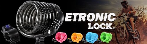 Etronic Bike Lock M6 - 6 Feet Coiled Security Cable Lock with Resettable Combo & Mounting Bracket