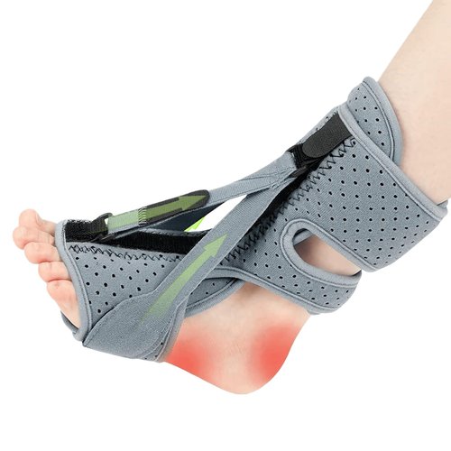 CQSMY Plantar Fasciitis Night Splint for Women & Men - Planters Facetious Relief, Upgraded Brace with 3-Point Support for Foot Drop & Achilles Tendonitis (Gray)