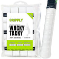 GRIPPLY Wacky Tacky Tennis Overgrips – 12 Pack Ultra Sticky, Non-Slip, Sweat-Proof Racquet Grip Tape Control – (12 Pack White)
