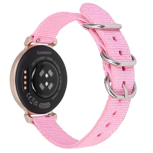 C2D JOY Canvas Nylon Band Compatible with Garmin Lily 2/Lily 2 Active Replacement Band Smart Watch band for Women-Silver Black
