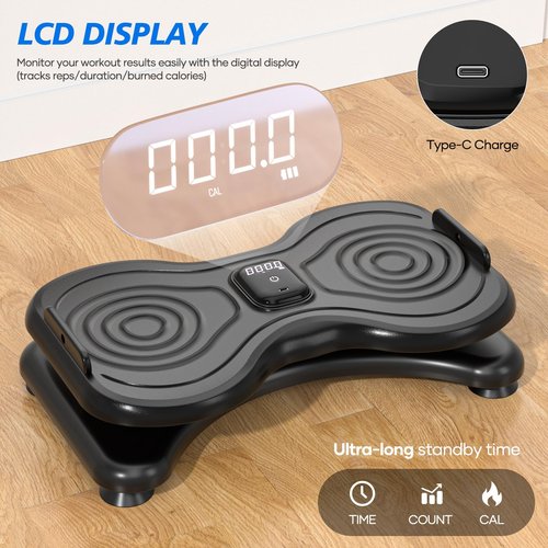 Waist Twister Machine with LCD Display，Noiseless Ab Workout Board and Resistance Bands，Slim Waist Machine with Anti-Slip, Home Gym Equipment for Women & Men Black