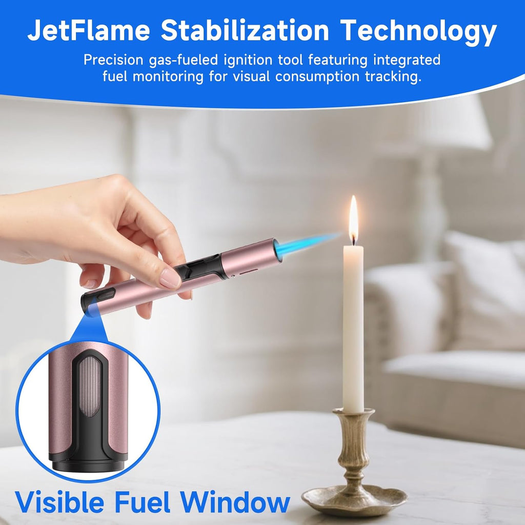 Skiennix Torch Lighters - Windproof Adjustable Jet Flame Butane Refillable - 2 Pack (Rose/Black)