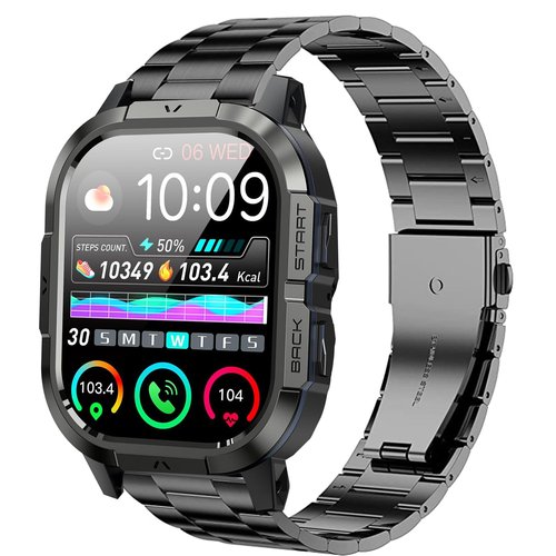 Compatible for Onaneag Smart Watch Band, 22mm Quick Release Stainless Steel Metal Replacement Straps Compatible for Onaneag P110, Ddidbi, Paukila P114, Nihemin 1.96 Watch (Black, 22mm size band)