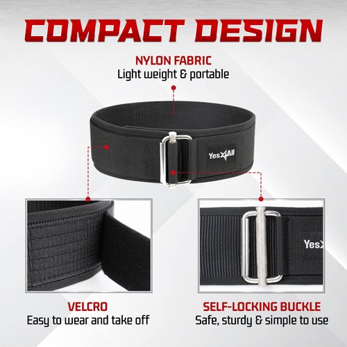 Yes4All Self-Locking Weight Lifting Belt Durable and Comfortable Workout Belt - Perfect For Women and Men for Squats, Deadlifts, and More Small