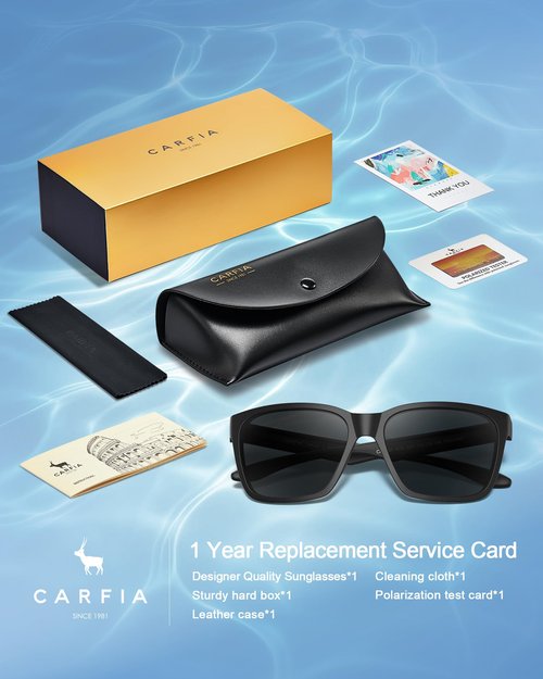 CARFIA Casual Polarized Sunglasses for Men UV400 Protection, Lightweight Unbreakable TR90 Sports Cycling Fishing Sun Glasses CA0951