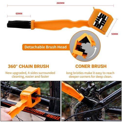 Bike and Motorcycle Chain Washer - bike Cleaner Kit Including Bicycle Chain Scrubber, Cleaner Brush Tool, Degreaser, Chain Lube, Bike Maintenance Kit for Mountain, Road, Hybrid, City Bicycles