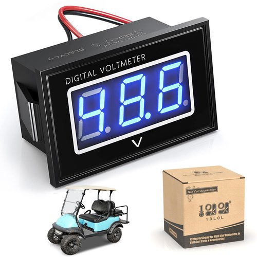 10L0L Golf Cart Voltage Meter,Waterproof Digital Voltmeter Battery Monitor Universal for 12V 24V 36V 48V 60V 72V EZGO Club Car Yamaha and Truck Boat ATV UTV (Voltage Display DC5-120V)