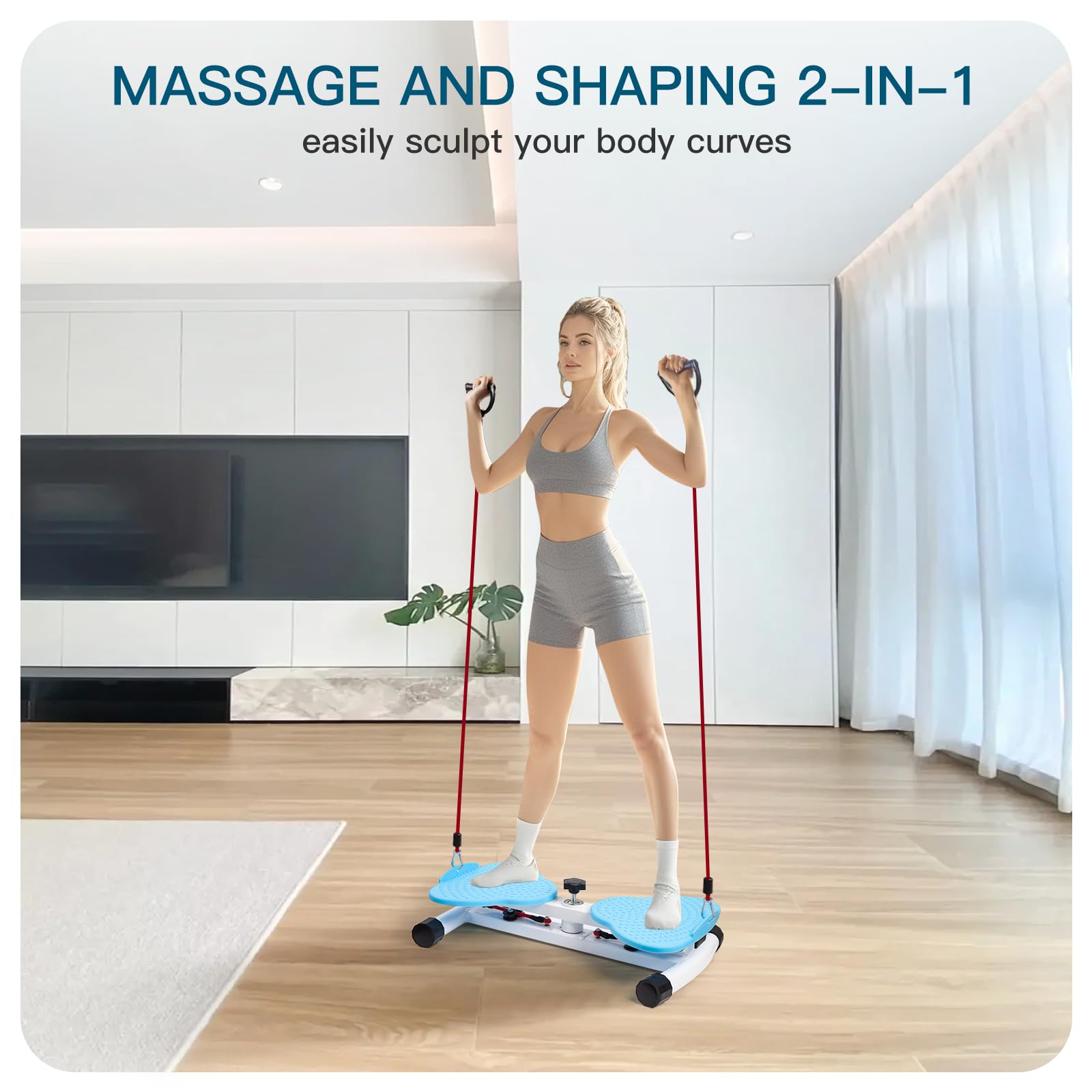 Waist Twisting Machine Pilates Twister Ab Twister Board with 300 lbs Capacity, Noiseless Home Gym Equipment for Core Exercise Slim Waist Belly Fat Workout for Women (Blue)