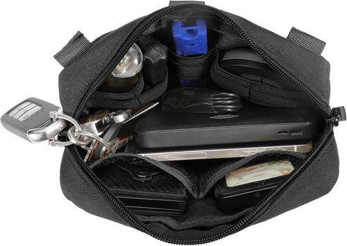 FRTKK Tactical Molle Admin Pouch - Utility EDC Tool Bag with US Flag Patch & Keychain | Horizontal Design