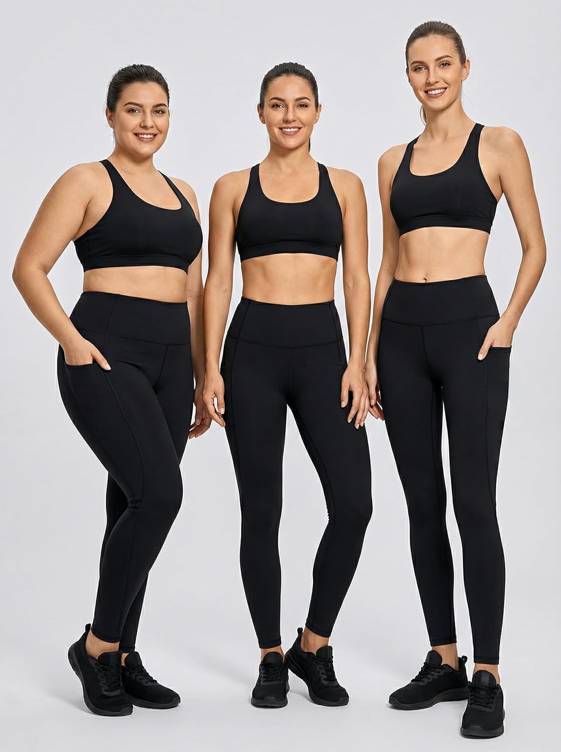 PHISOCKAT High Waist Yoga Pants - Tummy Control Leggings with Pockets | 4-Way Stretch, 2 Pack