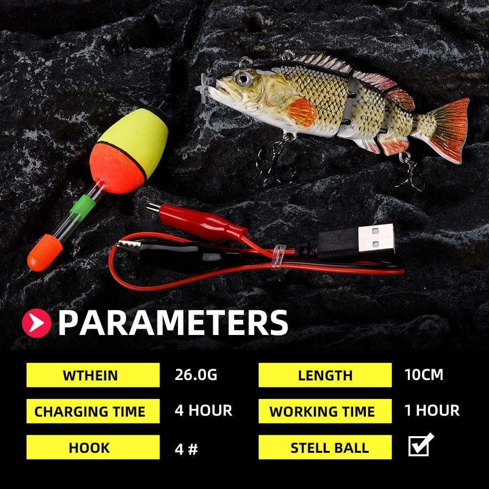 Skiennix Robotic Fishing Lures - USB Rechargeable LED Wobbler | 5.12" Multi-Jointed Swimbaits