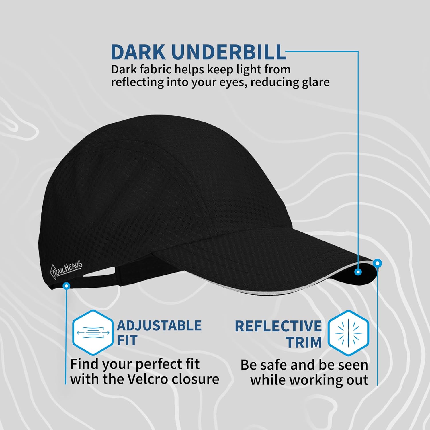 TrailHeads Women's Running Cap - Lightweight Quick-Drying Mesh Hat with Reflective Trim
