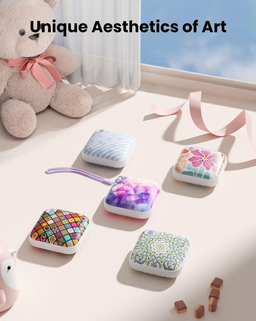 Gaiatop Rechargeable Hand Warmers, 4000mAh Double-Sided Hot Hands with 3 Heat Settings, Light and Strap, Cute Portable Pocket Electric Heater, Stocking Stuffers Reusable Outdoor Gifts for Women Men