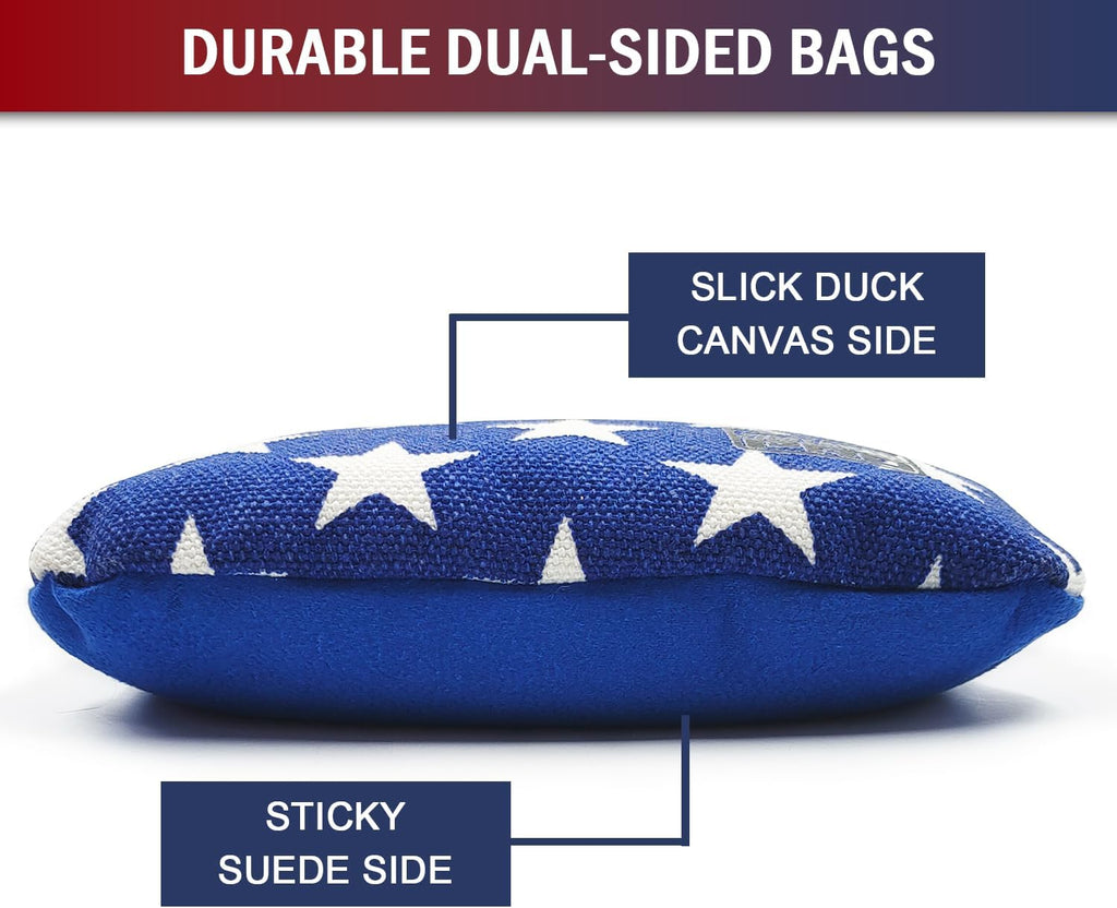 Skiennix Dual-Sided Cornhole Bags - Professional Regulation Set of 8 | Slick & Stick Design