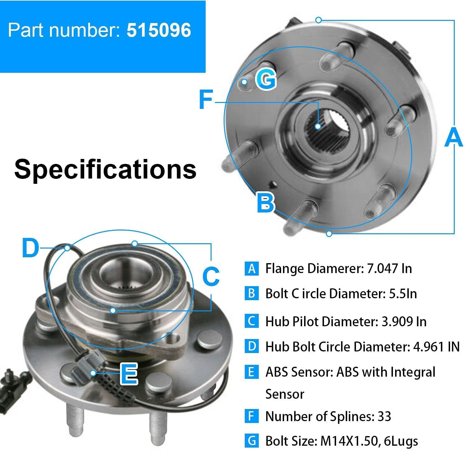 WEIZE 4WD Front Wheel Bearing & Hub Assembly - Fits Chevy GMC Silverado, Tahoe, Cadillac Escalade | 2-Pack