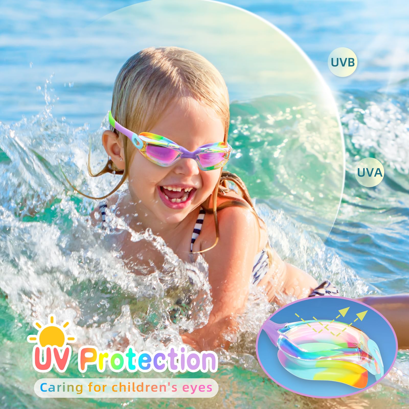 Freela 2 Pack Swim Goggles for Kids 6-14 5-7 4-7 3-6 3-5 Anti Fog UV Protection Soft Silicone Toddler Boys Girls Clidren Goggles Waterproof No Leaking Clear Swimming Goggles Beach Water Pool Goggles