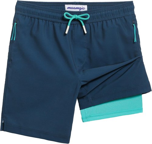 Maamgic Boys Swim Trunks - Compression Liner & Anti-Chafe Design | Stretchy Teen Swim Shorts with Zipper Pocket