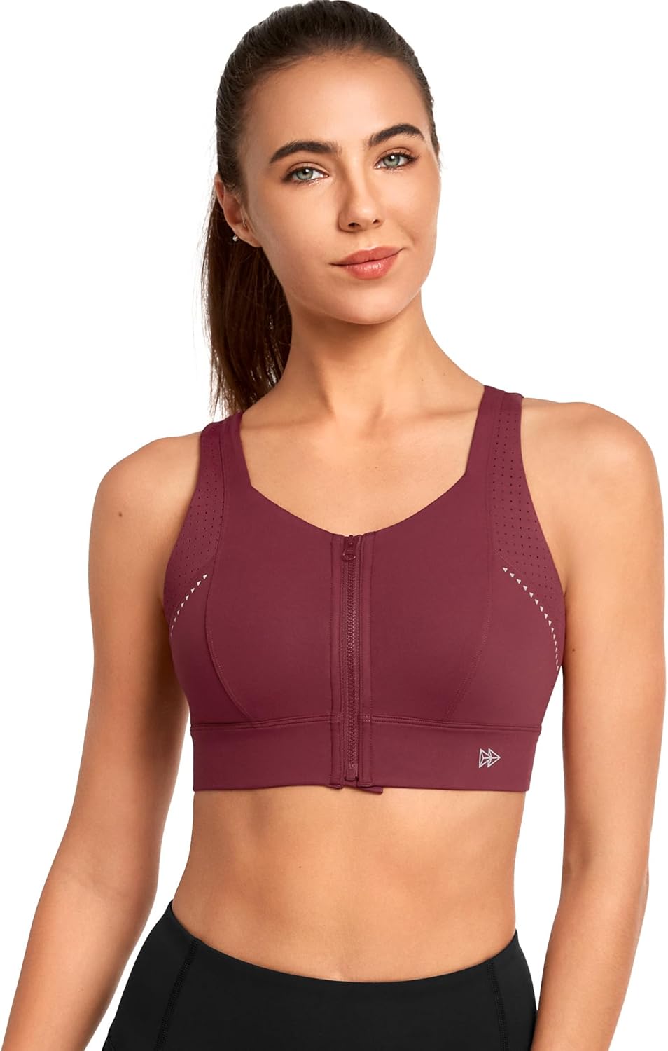 Yvette High Impact Sports Bra - Adjustable Front Zip Design for Supportive Fit | Plus Size Available