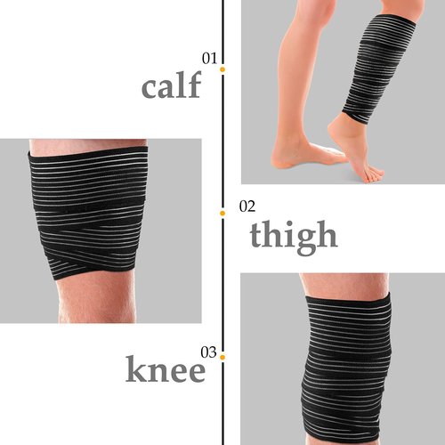 Syhood Compression Bandage Wraps for Leg, Elastic Calf Compression Sleeve Ankle Support, Adjustable Plus Size for Men and Women Stabilising Ligament, Joint Pain, Sports(4 Pieces,71 Inches)