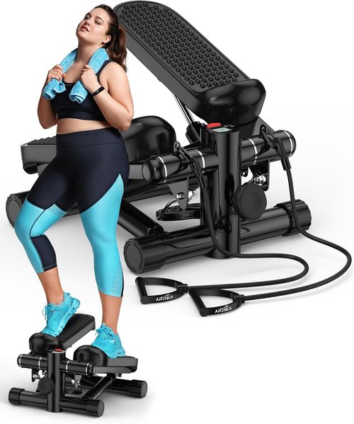 Mini Portable Stepper Machine - 330LBS Capacity, Adjustable Height & LED Monitor for Full Body Workout