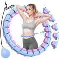 HCOIW Plus Size Silent Weighted Hula Infinity Fitness Detachable Hoops 65-Inch 32 Knot, Smart Noiseless Infinity Hula for Women, Waist and Abdominal Home Weight Loss Exercise Fit Hoop,Blue and Purple