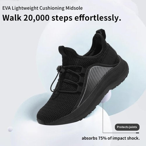 ARTOPEAK Kids Slip-On Tennis Shoes for Boys Girls Orthopedic Athletic Sneakers with Arch Support Gym, Running & Sport Cushion Shoes Black Size 2