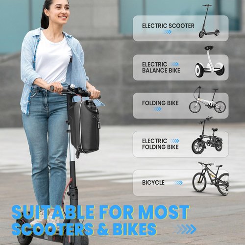 GXCROR Electric Scooter Bag 2L Large Capacity, Waterproof Front Hanging Storage Bag, Portable Handlebar Bag for Carrying Phone, Bottle, Charger Tools