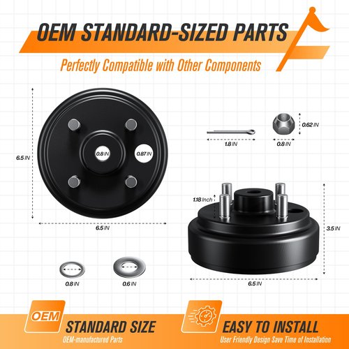 GODCTSUP EZGO Brake Drum Hub Assembly, Golf Cart Brake Drums for EZGO TXT 1982-UP Electric and 2-Cycle 1982-1993 Gas, 24 Tooth Star Spline Drums Replace OEM# 19186G1P (Black 2-Pack)