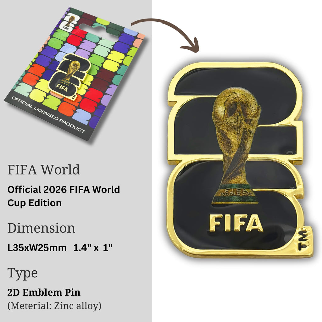 Official FIFA World Cup 2026 Edition - 1.4 inch 2D Lacquered Enamel Inlay Emblem Pin - Timeless Collectorâ€™s Item - Premium Zinc Alloy - Built to Last; Perfect for any Clothing, Hats, Bags and more