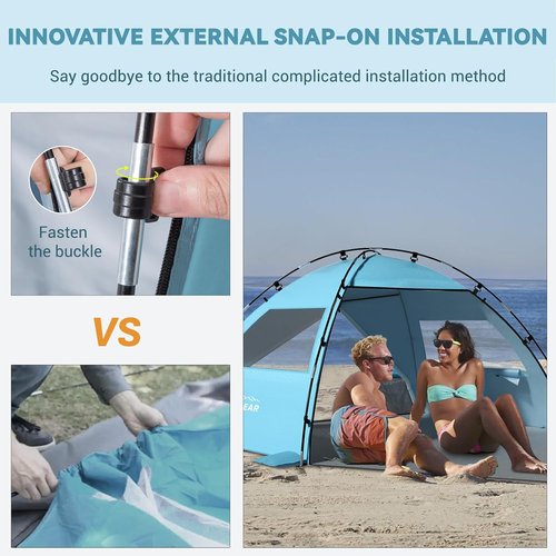 Elegear CumbreX™ Beach Tent - Portable Sun Shelter for 6-8 People | Easy Setup & UPF 50+ Protection - Sky Blue