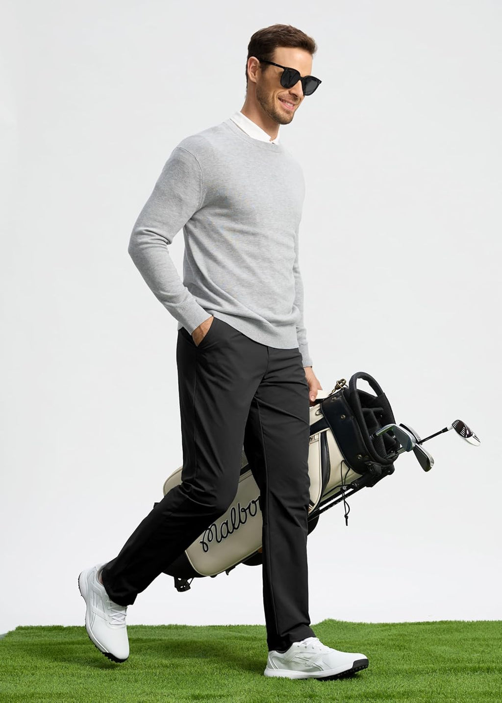 Pudolla Men's Golf Pants - Lightweight Quick-Dry Stretch Trousers | Comfy Casual Slacks with Pockets (30"/32"/34")