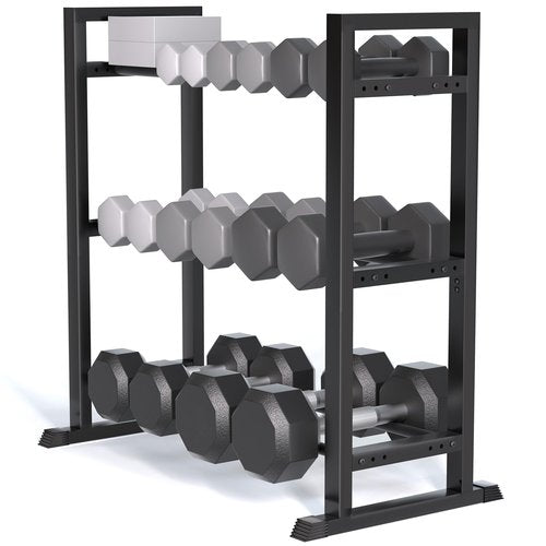 Rvggher 3 Tier Dumbbell Rack, Weight Rack for Home Gym, 450Lb Capacity Heavy-Duty Weight Rack for Dumbbells Kettlebells Space-Saving Weight Storage Racks (Rack Only)