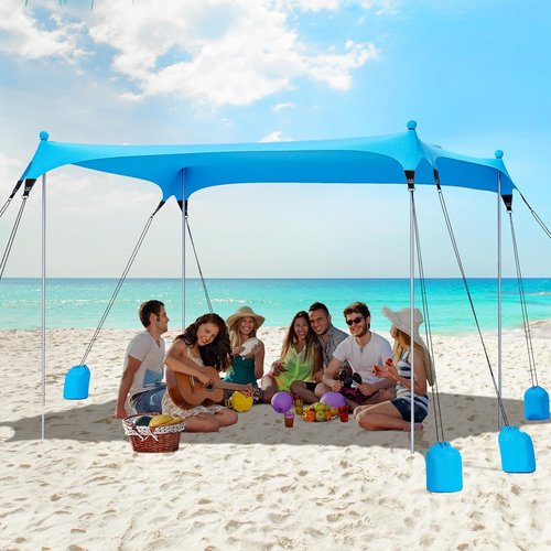 Gorich Beach Tent - UPF50+ Sun Shelter with 8 Sandbags | Windproof Pop-Up Canopy for Family & Camping