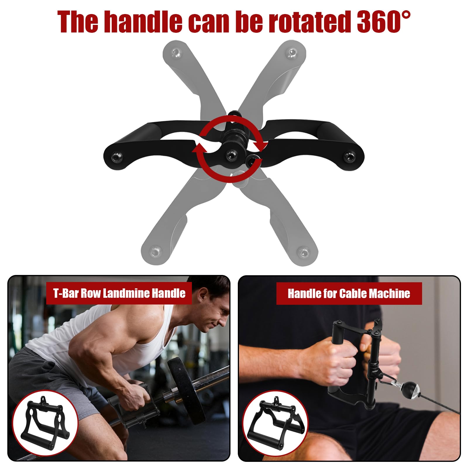 Topfinder V bar Handle T Bar Row Attachment, Landmine Handle for Barbell, Exercise Machine D Row Attachments for Back, Arm, Shoulder Workouts