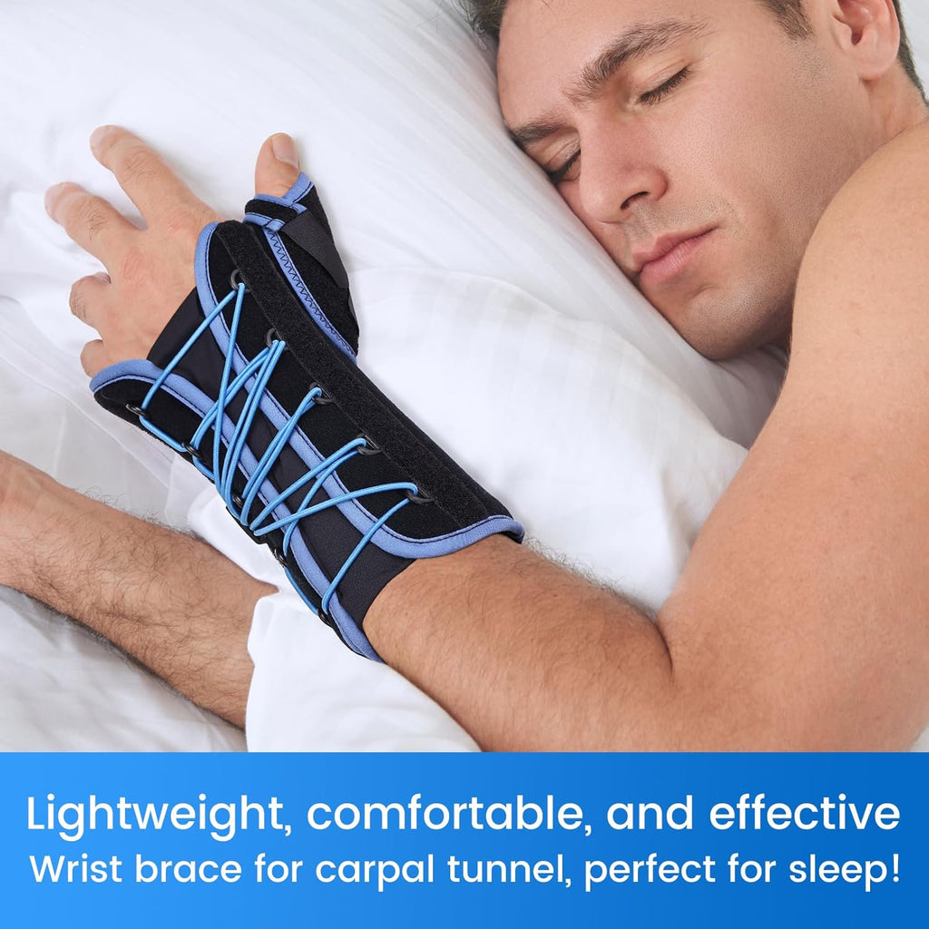 Velpeau Carpal Tunnel Wrist Brace - Thumb Stabilizer for Pain Relief | Night Support, Left Hand, Medium