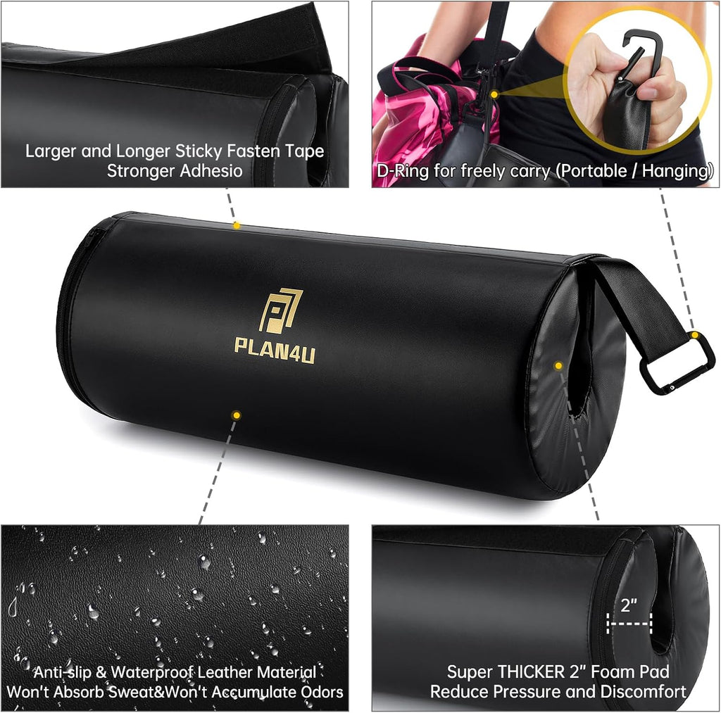 Plan4U Barbell Pad - Upgraded Non-Slip Leather Foam for Bench Press & Hip Thrust | Fits Standard Olympic Bars