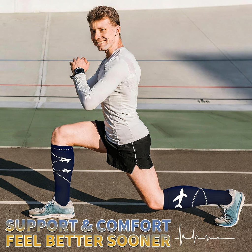Sooverki Copper Compression Socks - 8 Pack Knee High Stockings for Men & Women | 15-20mmHg Support for Athletes