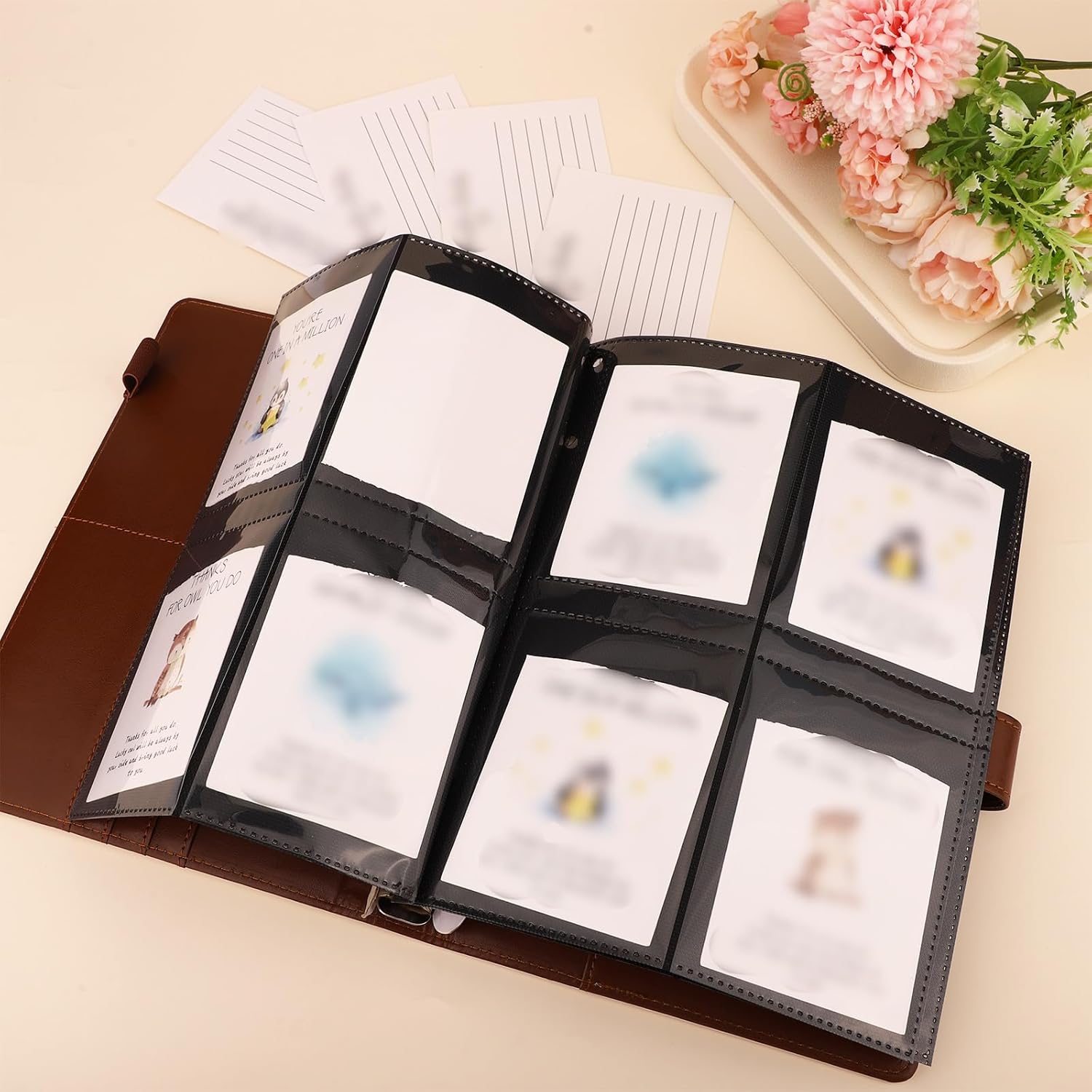 Skiennix 50pcs Trading Card Binder Pages - Double-Sided 4 Pocket Sleeves for Sports Collectibles