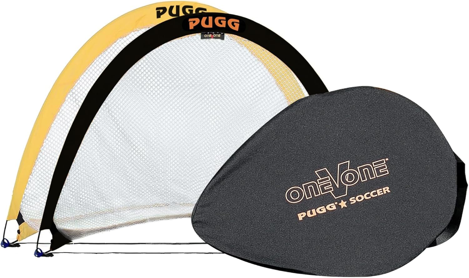PUGG Pop Up Soccer Goals - Portable Training Equipment with Knitted Poly Net - Includes 2 Goals & Bag