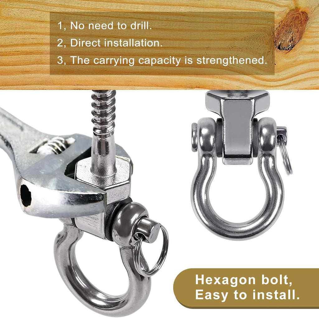 BeneLabel Heavy Duty Swing Hangers - Set of 2 Stainless Steel 304 Brackets for Chairs & Swings | 1500LB Capacity